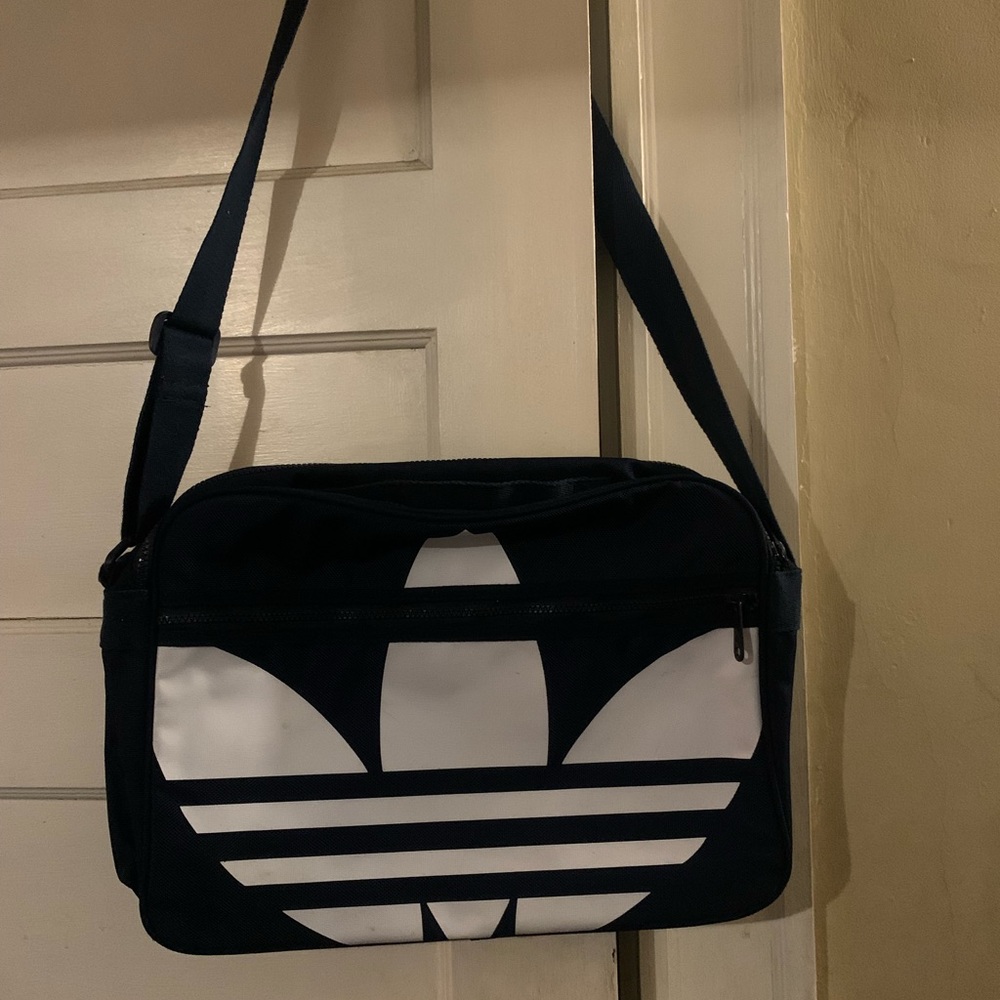 Navy blue Adidas canvas laptop bag